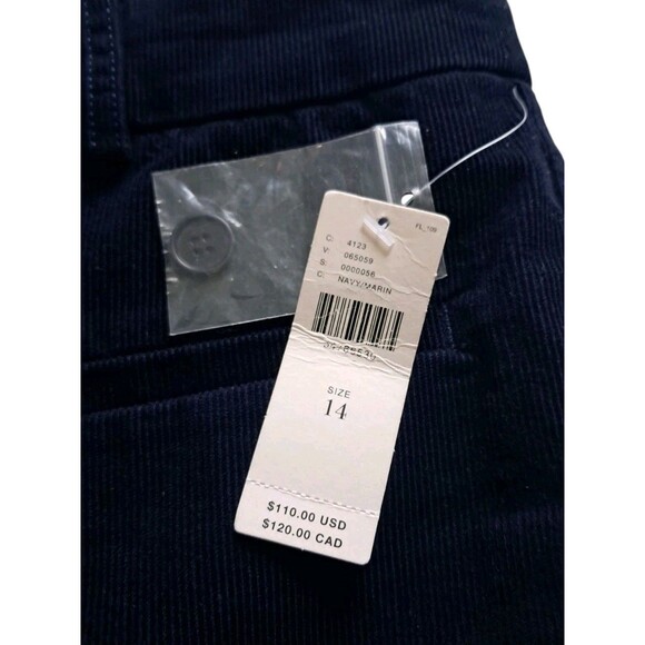 NWT Anthropologie Pants Womens 14 Navy Essential Corduroy Cropped Flare Trousers - Picture 8 of 11
